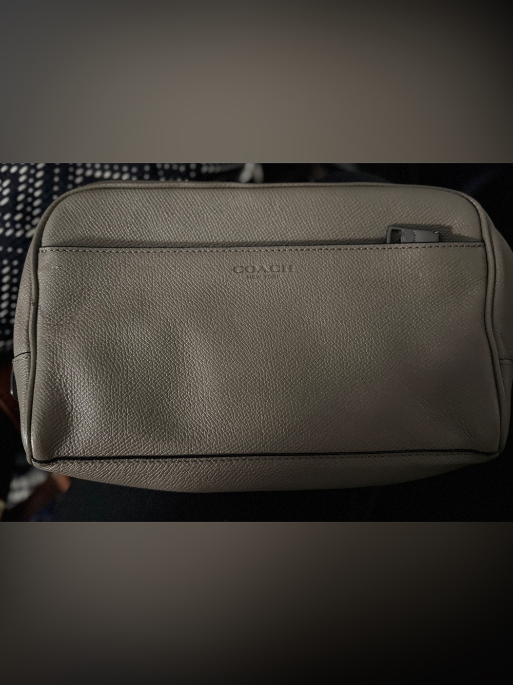 Coach Men's Taupe Pebbled Leather Toiletry Case